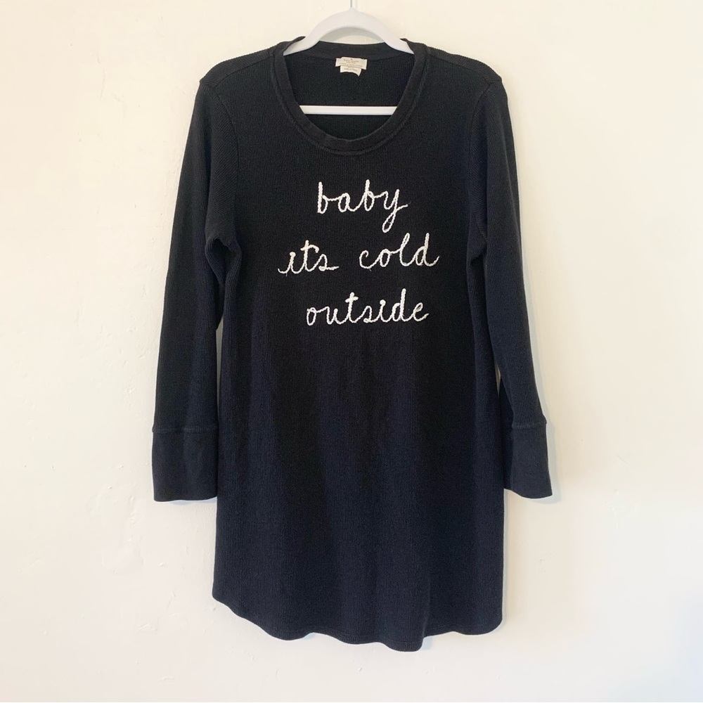 Kate Spade Baby it’s Cold Outside Embroidered Thermal Knit Pajama Sleep Dress - Picture 2 of 8